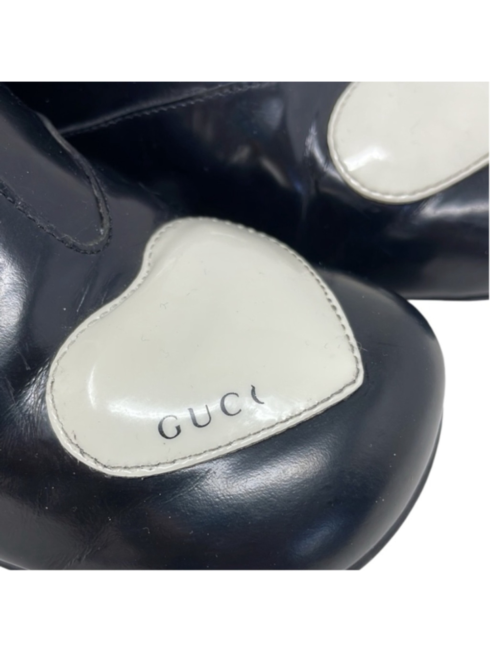 Gucci Kids Black Leather White Heart Patch Ankle Boots Size 31 - Picture 16 of 16